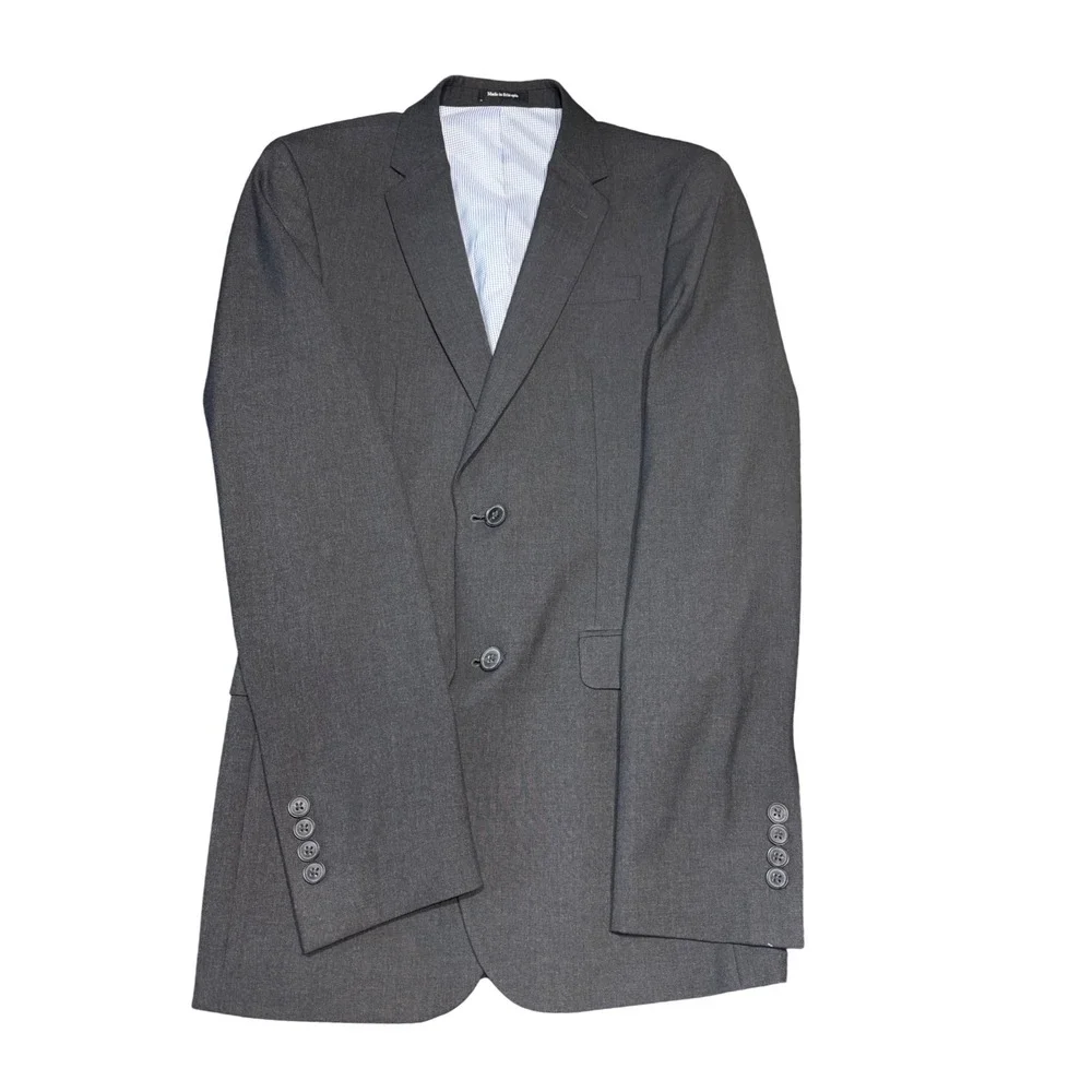 Egara Blazer Mens 38 Long Charcoal Grey Skinny Fit Stretch TwoButton Suit Jacket